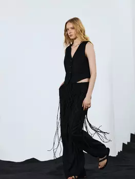 Брюки прямого кроя изо льна