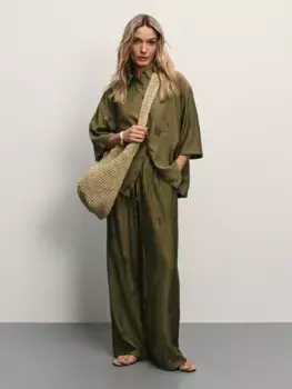 Брюки прямого кроя на завязках