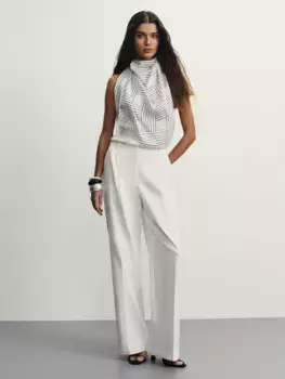 Брюки прямого кроя с содержанием льна