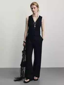 Брюки прямого кроя с содержанием льна