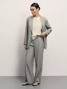 Брюки прямого кроя с защипами с содержанием льна