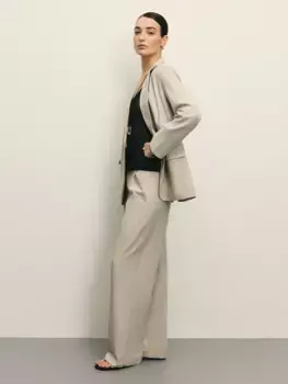 Брюки прямого кроя с защипами с содержанием льна