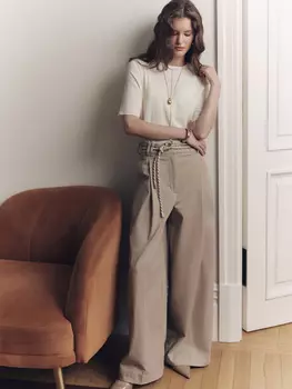 Брюки wide leg из хлопка