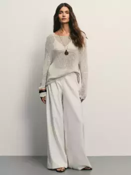 Брюки wide leg из вискозы и льна