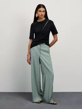 Брюки wide leg с декоративным поясом
