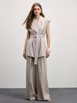 Брюки wide leg с резинкой на талии