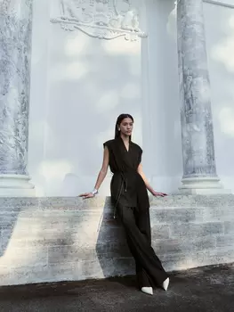 Брюки Wide leg с резинкой на талии