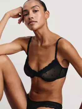 Бюстгальтер на косточках из сетки с кружевом