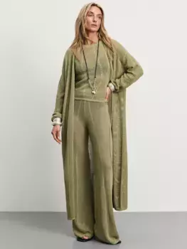 Длинный вязаный кардиган на завязках