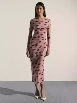 Двухслойное платье миди с принтом