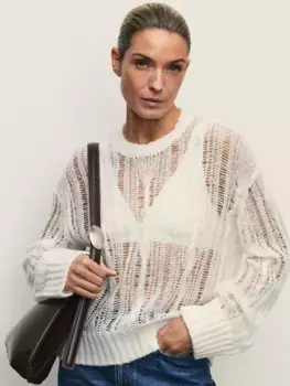 Джемпер из ажурной вязки с шерстью