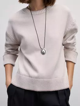 Джемпер из хлопка с контрастным краем