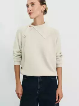 Джемпер из хлопка с пуговицами на воротнике