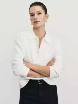 Джемпер из вискозы с воротником поло