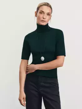 Джемпер из вискозы в рубчик с коротким рукавом