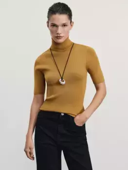 Джемпер из вискозы в рубчик с коротким рукавом