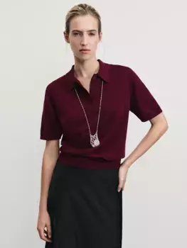 Джемпер поло из хлопка с короткими рукавами