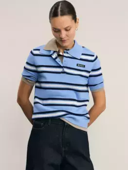 Джемпер-поло на пуговицах в полоску