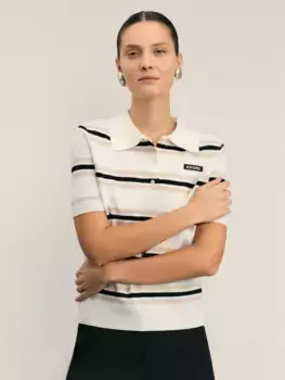 Джемпер-поло на пуговицах в полоску