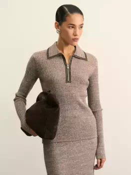 Джемпер с отложным воротником на молнии