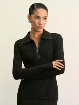 Джемпер с отложным воротником на молнии