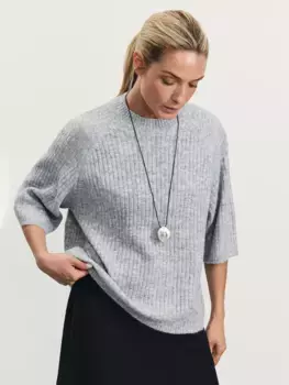 Джемпер в рубчик с рукавом 3/4