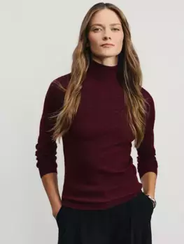 Джемпер в рубчик с воротником стойкой