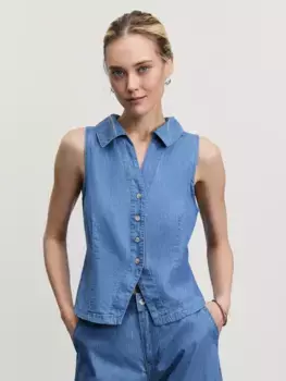 Джинсовая рубашка без рукавов