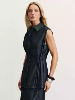 Джинсовая рубашка без рукавов