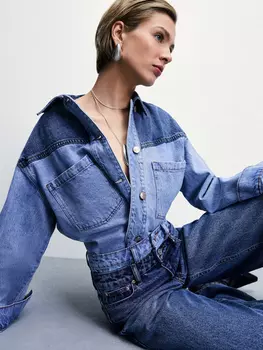 Джинсовая рубашка-пэчворк