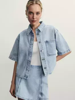 Джинсовая рубашка с коротким рукавом