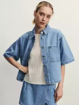 Джинсовая рубашка с коротким рукавом