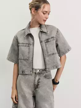 Джинсовая рубашка с коротким рукавом