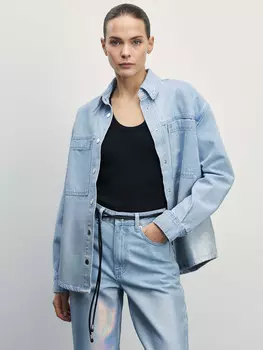 Джинсовая рубашка с металлизированным покрытием