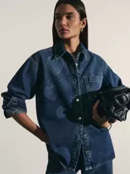 Джинсовая рубашка с узором "сердце"