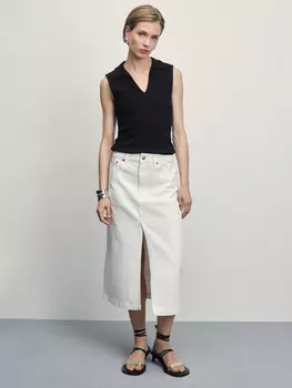 Джинсовая юбка миди