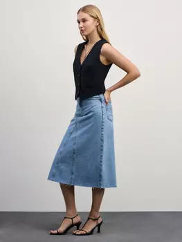 Джинсовая юбка миди