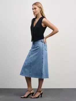 Джинсовая юбка миди