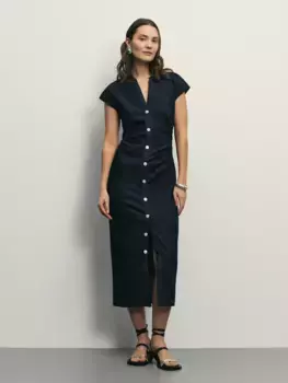 Джинсовое платье миди