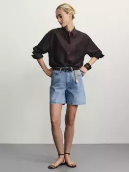 Джинсовые шорты А-силуэта с поясом