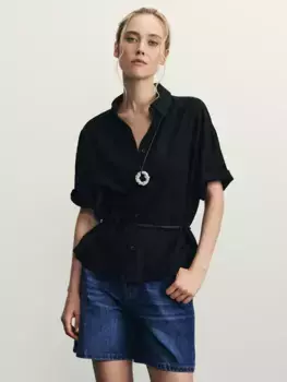 Джинсовые шорты А-силуэта с поясом