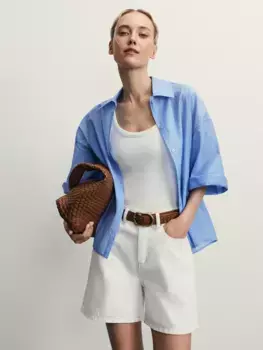 Джинсовые шорты А-силуэта с поясом