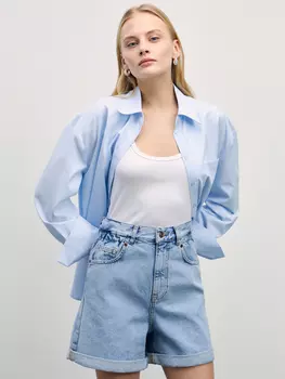 Джинсовые шорты baggy с резинкой в поясе