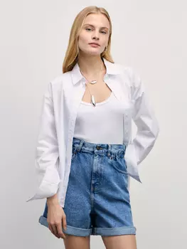 Джинсовые шорты baggy с резинкой в поясе