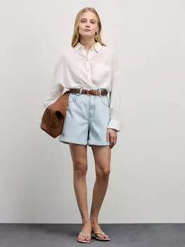 Джинсовые шорты baggy с резинкой в поясе