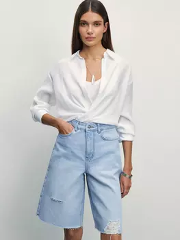 Джинсовые шорты-бермуды с разрывами