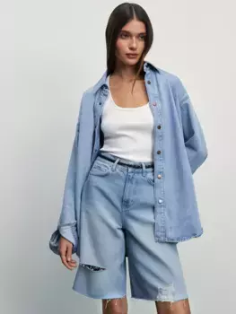 Джинсовые шорты-бермуды с разрывами