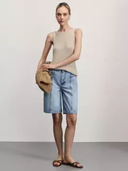 Джинсовые шорты бермуды со стрелками