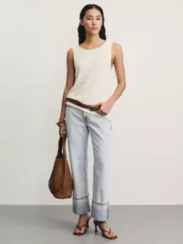 Джинсы straight с подворотами