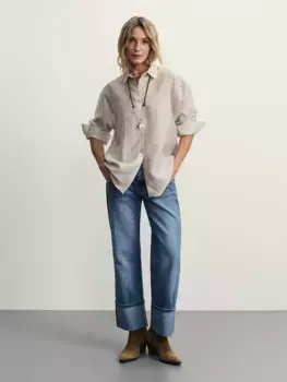 Джинсы straight с подворотами